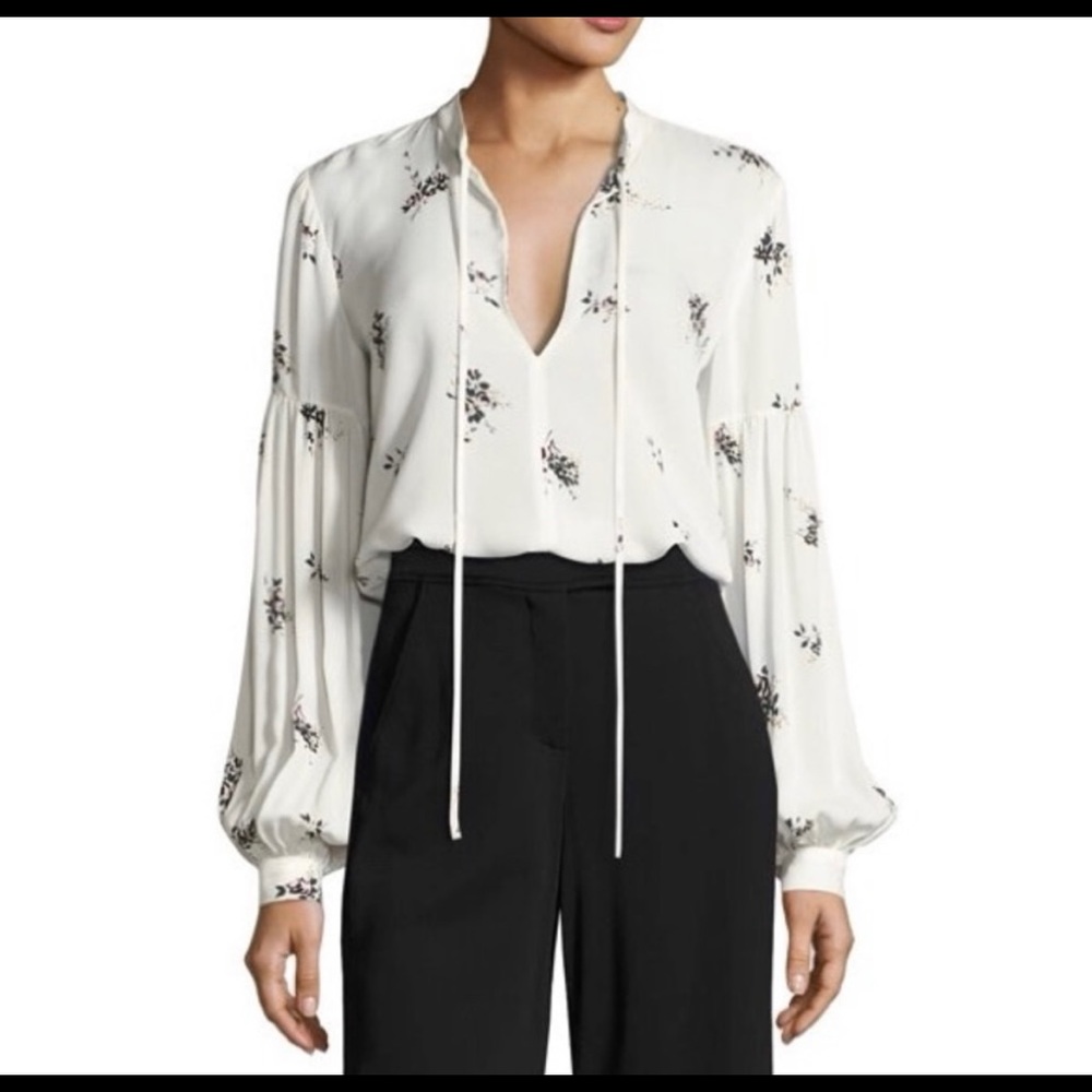 A.L.C. Ty Lantern Sleeve Silk Blouse - Size 2